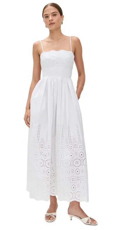 Susana Monaco Embroidered Poplin Open Back Dress Sugar In White