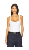 Susana Monaco Essential Low Back Tank Thong Back Bodysuit In White