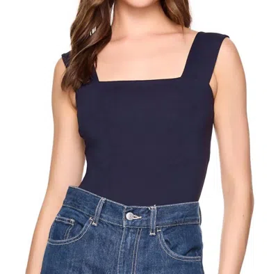 Susana Monaco Essential Wide Strap Tank In Midnight In Blue