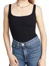 Susana Monaco Essential Low Back Tank Thong Back Bodysuit In Black