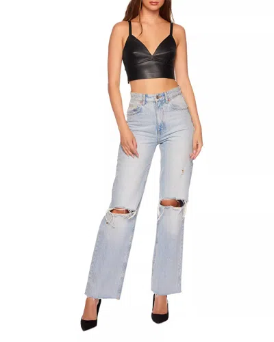 Susana Monaco Faux Leather Bralette Top In Black