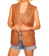 Susana Monaco Women's Tailored Faux Leather Blazer Vest In Brown