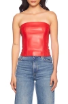 Susana Monaco Faux Leather Corset Tube Top In Perfect Red In Perfect Red