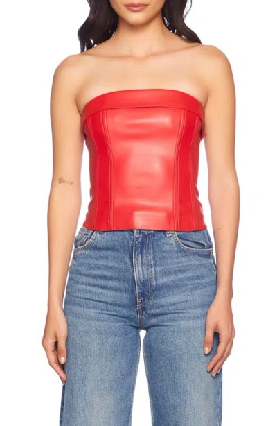 Susana Monaco Faux Leather Corset Tube Top In Perfect Red
