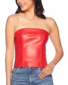 Susana Monaco Faux Leather Corset Tube Top In Perfect Red In Perfect Red