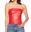 Susana Monaco Faux Leather Corset Tube Top In Perfect Red In Red