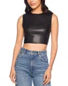 Susana Monaco Sleeveless Faux Leather Crop Top In Black