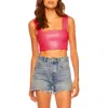 Susana Monaco Faux Leather Crop Tank In Pink