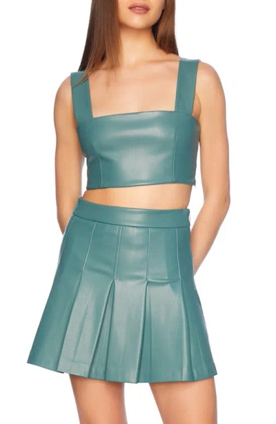 Susana Monaco Faux Leather Crop Tank In Rosemary