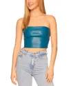 Susana Monaco Faux Leather Cropped Tube Top In Sea