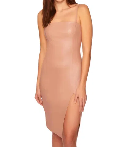 Susana Monaco Faux Leather Dress In Brioche