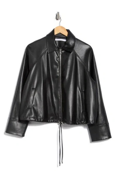 Susana Monaco Faux Leather Full Zip Jacket In Black