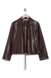 Susana Monaco Faux Leather Full Zip Jacket In Brown