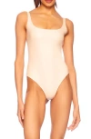Susana Monaco Faux-leather Low-back Tank Bodysuit In Neutral
