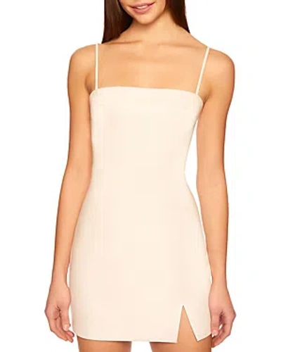 Susana Monaco Faux Leather Mini Slit Dress In Blanched Almond