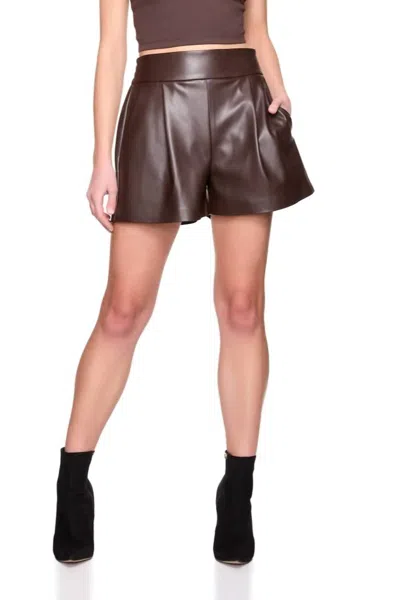 Susana Monaco Faux Leather Pleated Short In Java In Brown
