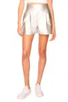 Susana Monaco Faux Leather Pleated Shorts In Iridescent In Green