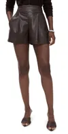 Susana Monaco Faux Leather Pleated Shorts Java In Black