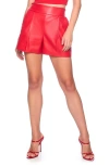 Susana Monaco Faux Leather Pleated Shorts In Perfect Red