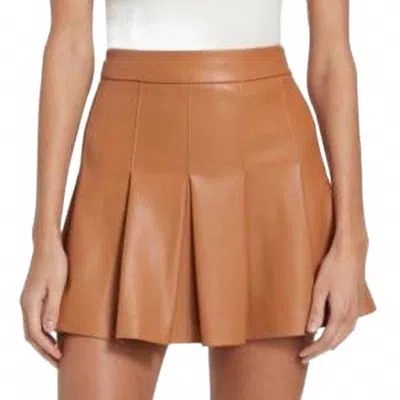 Susana Monaco Faux Leather Pleated Skirt In Caramel In Brown