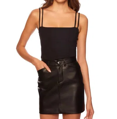 Susana Monaco Faux Leather Pocket Skirt In Black