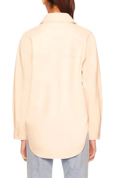 Susana Monaco Faux Leather Shacket In Blanched Almond