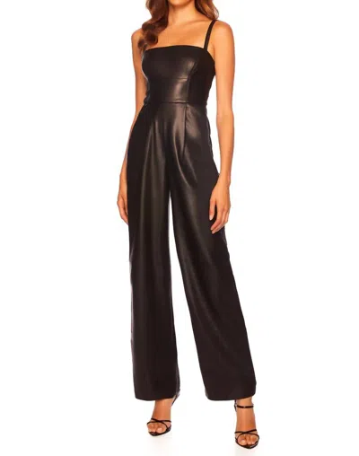 Susana Monaco Faux Leather Square Neck Tank Jumpsuit In Black