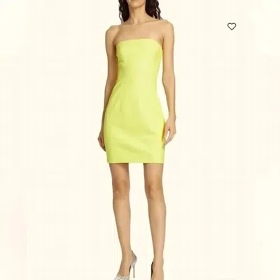 Susana Monaco Faux Leather Strapless Mini Dress In Lime Yellow