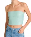 Susana Monaco Faux Leather Tube Top In Rain In Blue