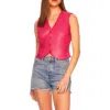 Susana Monaco Faux Leather Vest In Pink