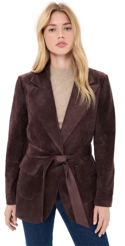 Susana Monaco Faux Suede Patch Pocket Blazer Deep Mahogany In Brown