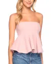 Susana Monaco Mapache Knit Peplum Tube Top In Waterlily