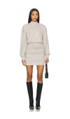 Susana Monaco Fleece Mock Gathered Dress In Neutral