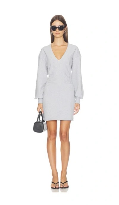 Susana Monaco Fleece V Long Sleeve Dress In Gray