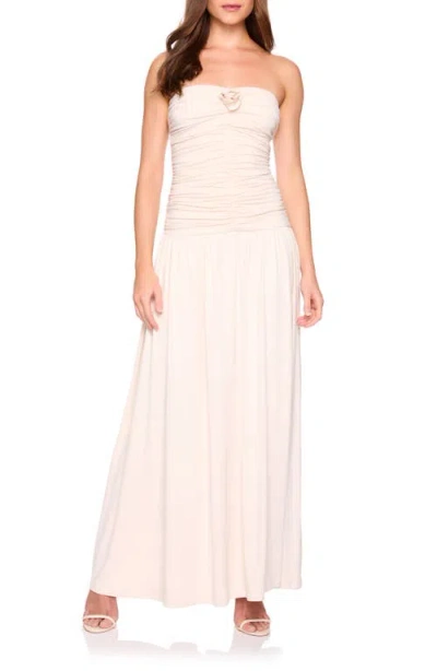 Susana Monaco Flower Detail Strapless Maxi Dress In Pink