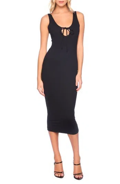 Susana Monaco Front Keyhole Knit Midi Dress In Black