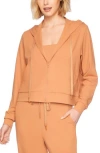 Susana Monaco Front Zip Crop Hoodie In Caramel