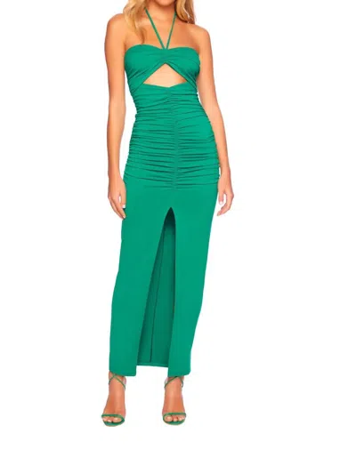 Susana Monaco Gather Front Halter Dress In Nettle In Green