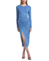 Susana Monaco Gathered Crew Slit Maxi Dress In Blue