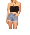 Susana Monaco Gathered Front Halter Crop Top In Black In Black