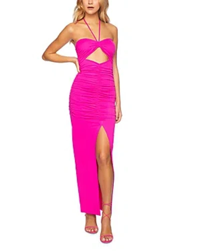 Susana Monaco Gathered Front Halter Dress In Pink
