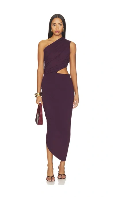 Susana Monaco Gathered One Shoulder Cut Out Dress In Purple