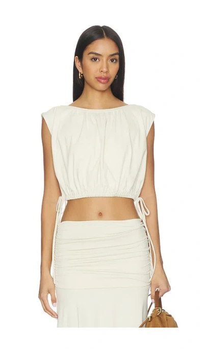 Susana Monaco Gathered Side Tie Top In Neutral