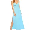 Susana Monaco Gathered Waist Side Slit Maxi Dress In Fresh Water In Blue