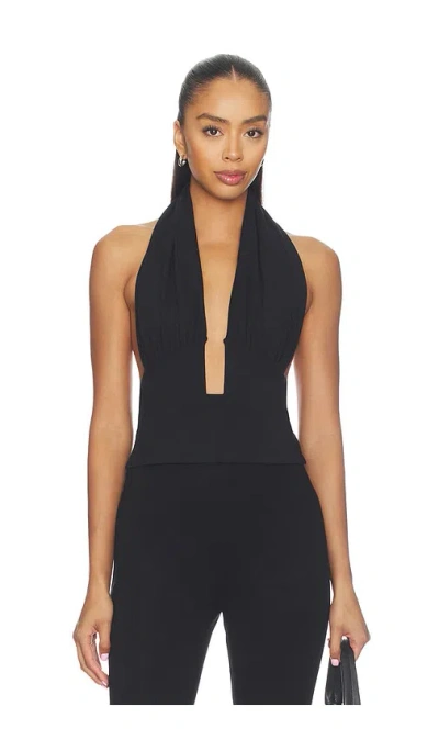 Susana Monaco Halter Gathered Top In Black