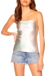 Susana Monaco Iridescent Faux Leather Tube Top In Iridescent