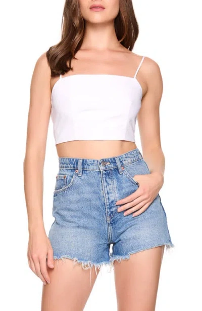 Susana Monaco Tie Back Linen Crop Camisole In White