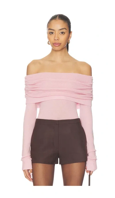 Susana Monaco Light Merino Off Shoulder Sweater In Pink