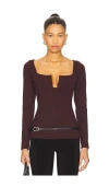Susana Monaco Long Sleeve Blouse In Brown
