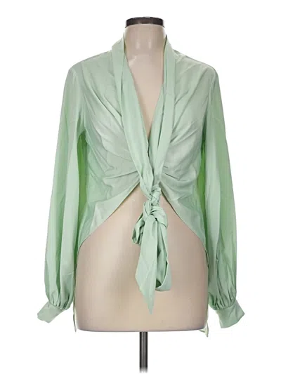 Pre-owned Susana Monaco Long Sleeve Blouse In Green